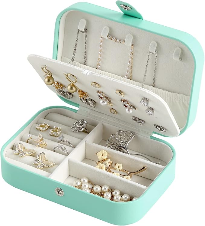 CASEGRACE Small Jewelry Box For Women Travel Jewelry Organizer Double Layer for Necklace Earring Rings Jewelry Holder Case by Casegrace
