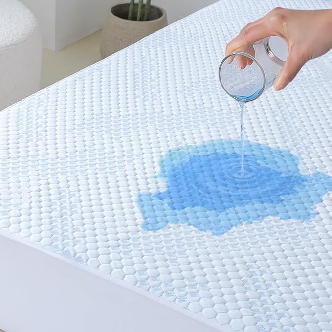 Nano-Cooling Fiber Mattress Protector King Size (76" x 80") 100% Waterproof, Cooling Experience Unrivaled Comfort Perfect for Every Family