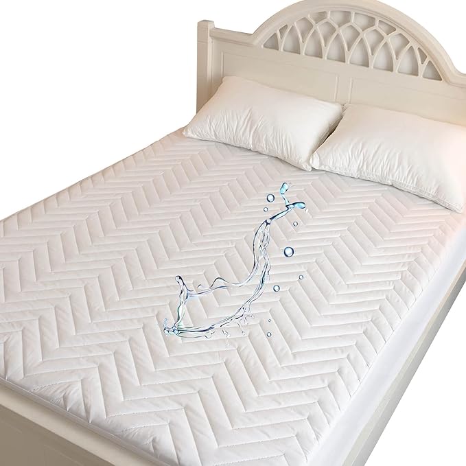 Kingnex Waterproof Quilted Twin XL Mattress Protector Pad for Extra Long Twin College Dorm Room Bed Fitted Sheet Padded Mattress Cover