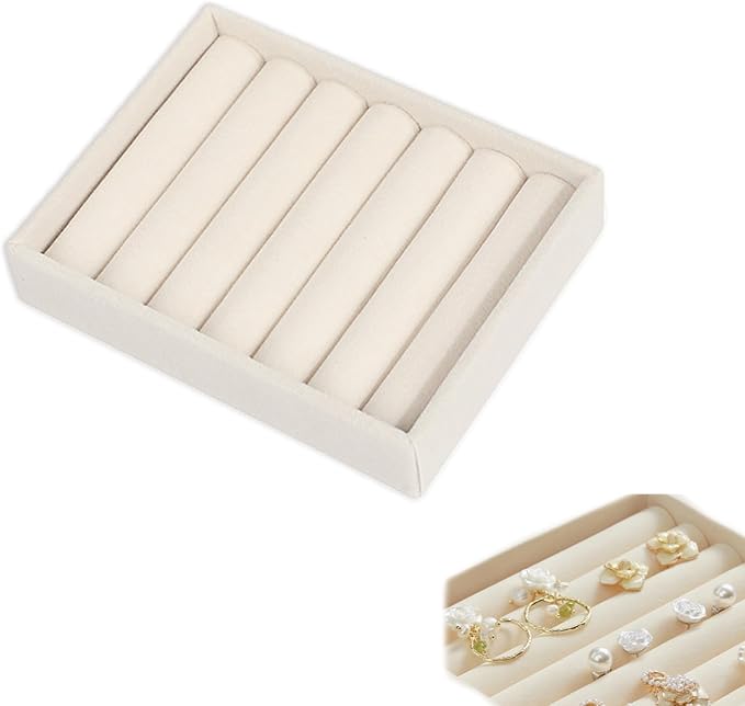 Ring Tray for Jewelry Storage Small Velvet Organizer Box with Inserts Dividers and Slots Mini Jewelry Display Trays with Earring Holder Insert Stackable Trays for Rings and Accessories by Unknown