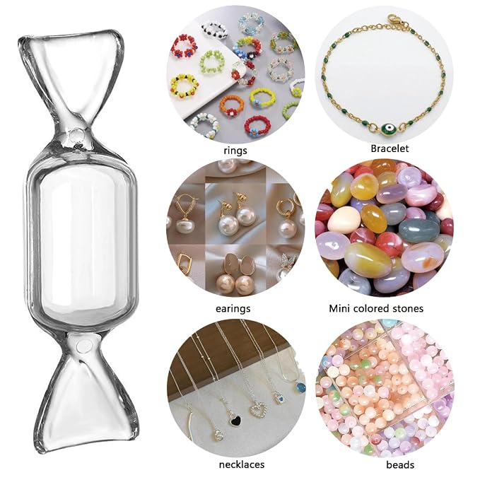 FZBNSRKO 50 Pcs Clear Candy Shaped Jewelry Box,Mini Jewelry Organizer Boxes Lovely Plastic Candy Container DIY Jewelry Accessories for Wedding Party Travel Valentine's Day(transparent) - Image 3