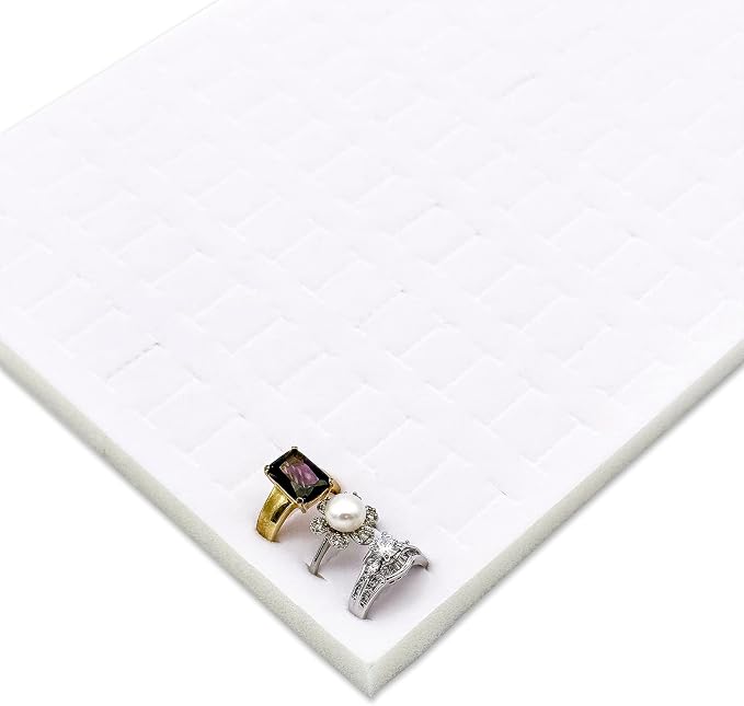 TheDisplayGuys For Your Modern Living 2-Pack 144-Ring Holders Velvet Foam Padding Jewelry Inserts - Tray/Case Liners - Retail Display, Storage (White) by The Display Guys - Image 7