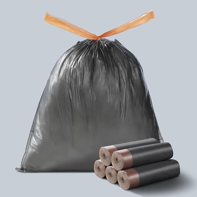 MOPALL Small Trash Bags with Drawstring, 2.6-4 Gallon Bathroom Garbage Bags, 15 Liter Black Waste Basket Liners for Bedroom, Office, Pet & Diaper Pail, Strong & Leak Proof (75 Count, 17.7" x 19.7") by MOPALL