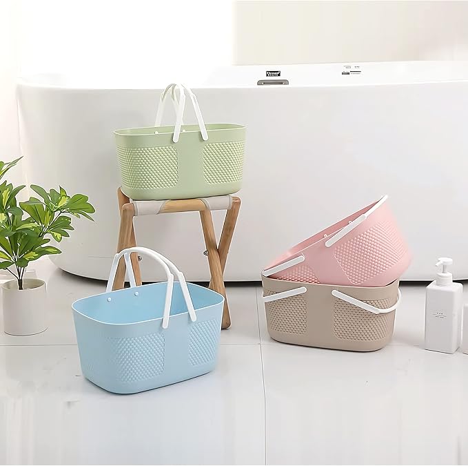Shower Caddy Basket, Portable Large Capacity Thickened Plastic Organizer Storage Tote with Handles Drainage Toiletry Bag Bin for Bathroom, College Dorm Room Essentials, Kitchen, Camp, Gym, Green - Image 4