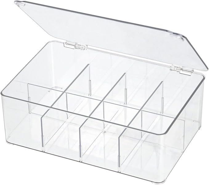 ZEXALOR Clear Tea Bag Organizer, Dresser Organizers Drawer Organzier Storage Container with Removable Dividers, Plastic Storage Bin with Lid, Organizer for Scarves Ties Bras - Image 8