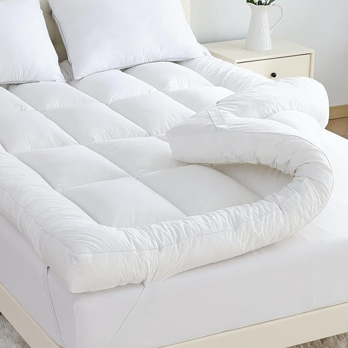 WhatsBedding 5 Inch Memory Foam Mattress Topper Full for Pressure Relief, 100% Cotton Cover, Comfort Supportive Pillow Top Mattress Topper, 2000GSM Fluffy Shredded Memory Foam Filled