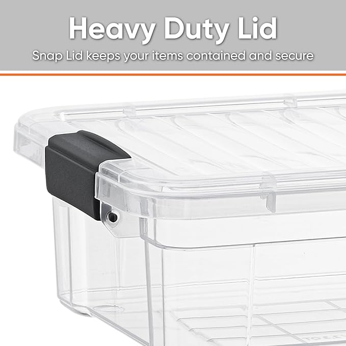 Superio Clear Storage Boxes with Lids, 2.3 Quart Plastic Container Bins for Organizing, Stackable Crates, BPA Free, Non Toxic, Odor Free, Organizers for Home, Office and Dorm, 8 Pack