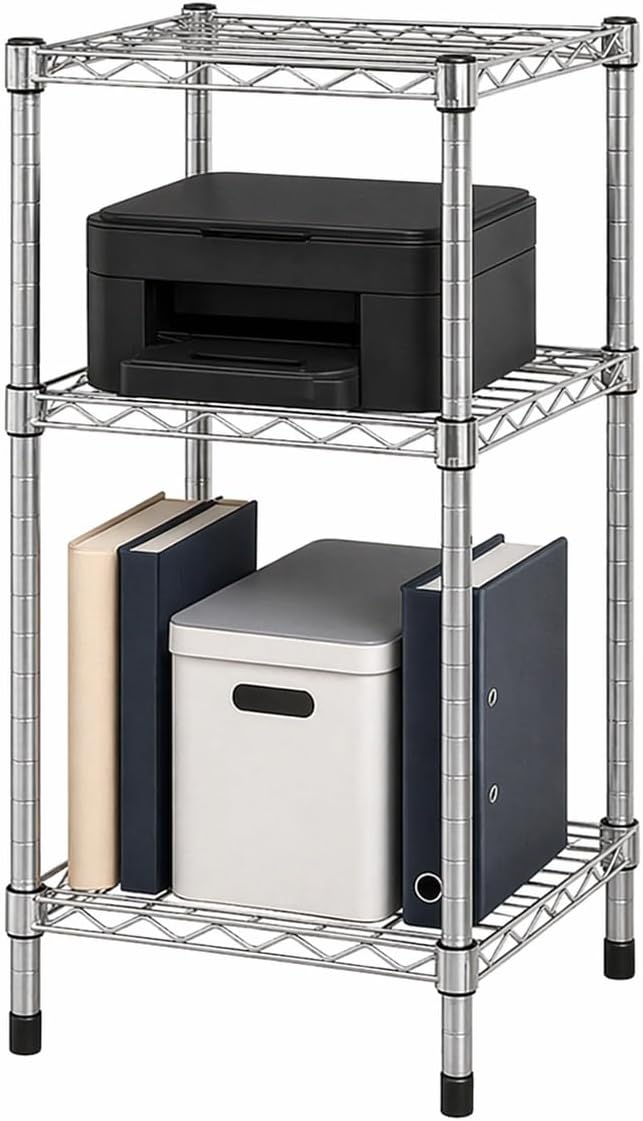 Honey-Can-Do 3-Tier Heavy Duty Adjustable Shelving Unit, 200-lb Per Shelf Stackable Modular Metal Storage Rack, Chrome Wire Shelf, 15 x 14 x 30 in by Honey-Can-Do