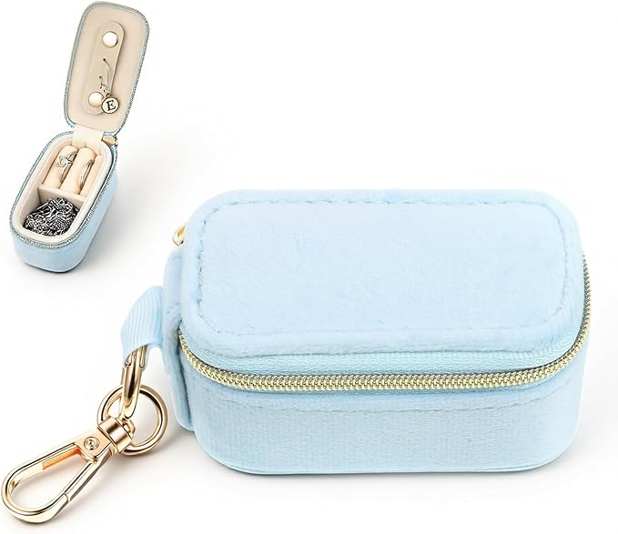 Travel Jewelry Case Velvet Travel Jewelry Box with Keychain 2-in-1 Ring Holder Keychain Small Jewelrys Organizer Case for Women, Portable Mini Storage Clutch for Earrings, Necklaces by Unknown