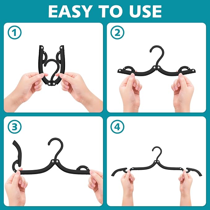 40 Pcs Travel Hangers Portable Foldable Travel Hanger Organizer, Plastic Cruise Essentials Clothes Drying Rack Folding Hangers for Camping Flying RV Europe Vacation Essentials Suitcasee, Black - Image 6