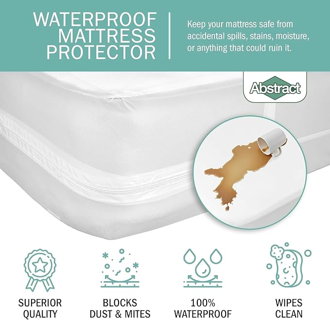 Abstract Waterproof Mattress Cover - 28x52x8” Standard Cribs & Toddler Beds -Vinyl Plastic Protective Zippered Sheet, 100 GSM PVC, BPA Free