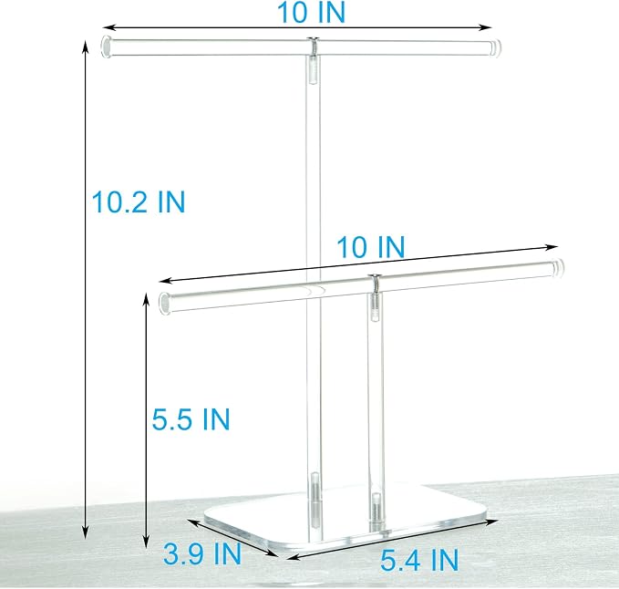 lengnoyp Premium Jewelry Stand , Solid Clear 2-Tier Acrylic Jewelry Organizer Stand & Bracelet holder Stand for Necklace Display, Ring & Watch Display - Image 4