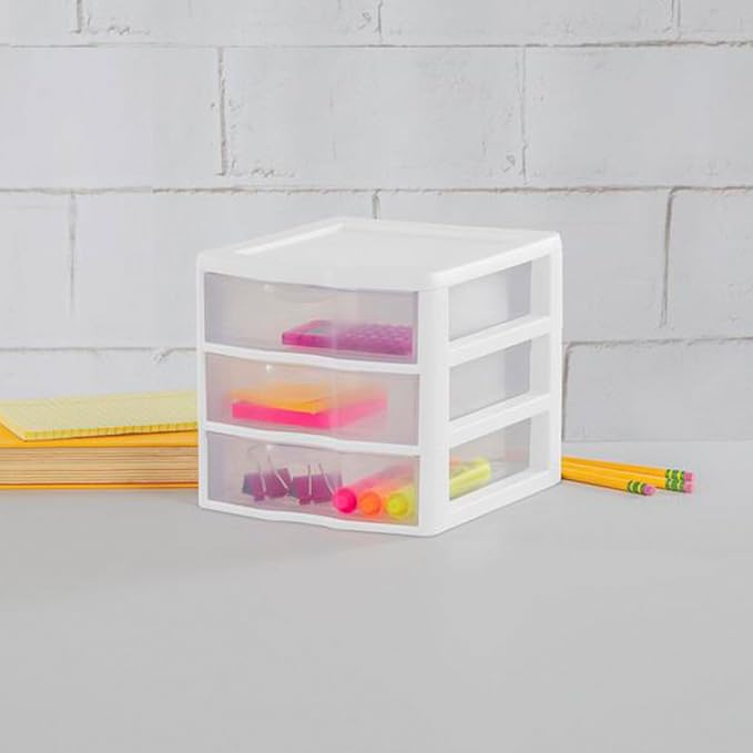 Sterilite 18-Pack Clearview 3-Drawer Cart, Small Plastic Storage Organizer Drawers, White - Organizing Drawer Containers for Bathroom, Closet, Kitchen, and Bedroom - Image 6