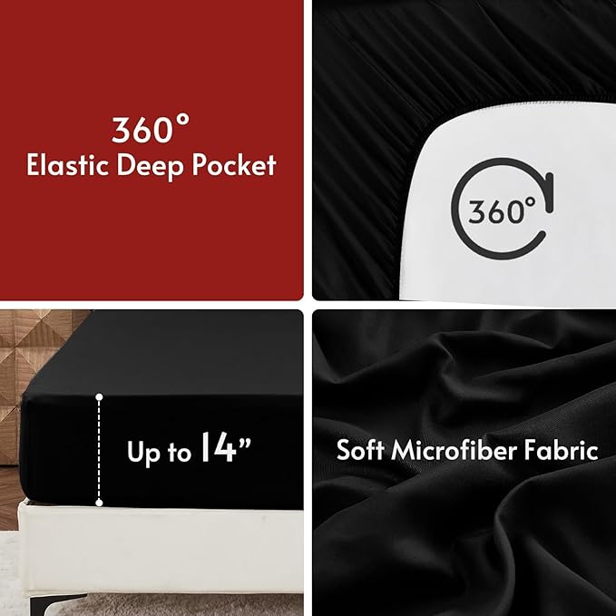 MUXHOMO 5 Pieces Twin XL Comforter Set, Reversible Bed in a Bag Twin XL Size, All Season Bedding Set with Comforter, Flat Sheet, Fitted Sheet, Pillowcases & Shams, Red & Black