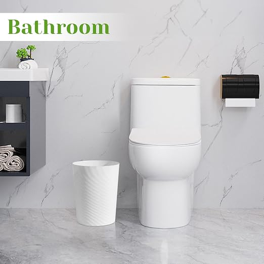 UUJOLY Bathroom Small Trash Can with Trash Bag Plastic Garbage Can Round Waste Basket for Bathrooms, Laundry Room, Kitchens, Offices, Kids Rooms, Dorms, 1.8 Gallons, 3 Pack (White) - Image 4