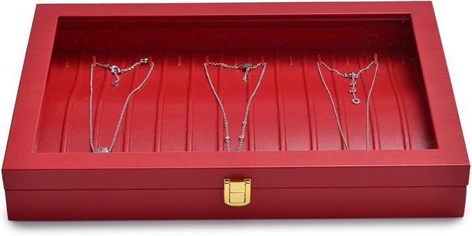 Oirlv Luxury Leather Necklace Bracelet Organizer Tray with Acrylic Lid Jewelry Display Case Drawer Insert Jewelry Organizer for women - Image 3