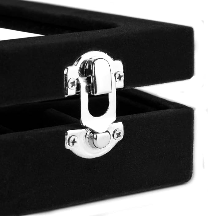 Velvet Jewelry Box 24 Grid Jewelry Earrings Display Organiser Box Ring Tray Holder Earrings Storage Case for Girls Women Wife Mom (Black) - Image 5