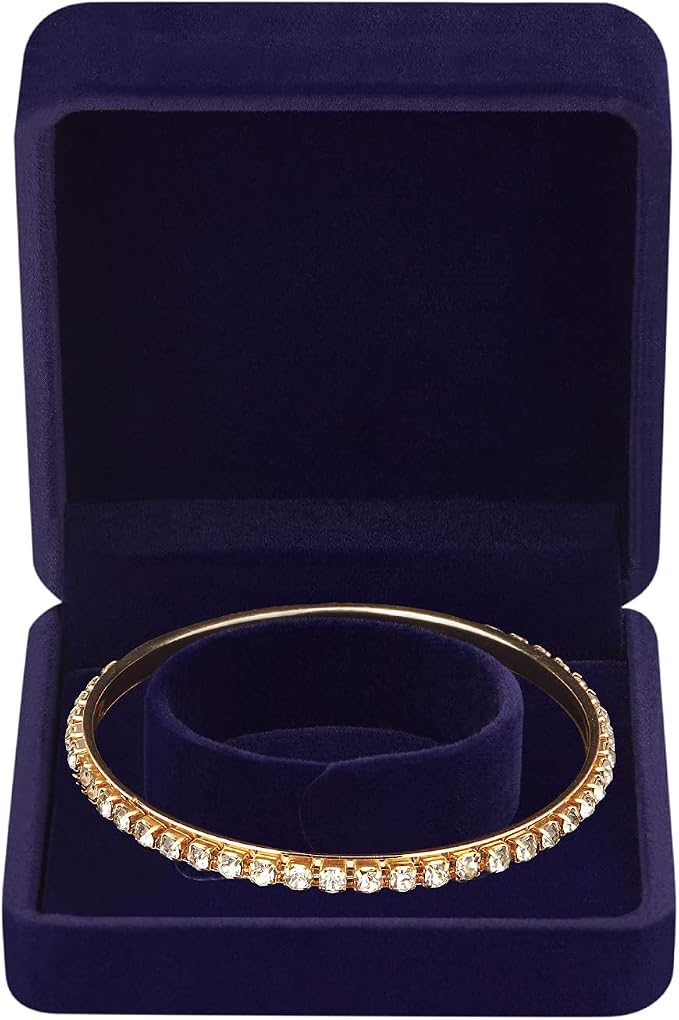 LETURE 4 Pieces Classic Velvet Bracelet Bangle Pendant Necklace Gift Box, Travel Jewelry Box Display Storage Case for Gift, Wedding, Engagement, Proposal, Birthday (4PCS Bracelet-BLUE) - Image 6