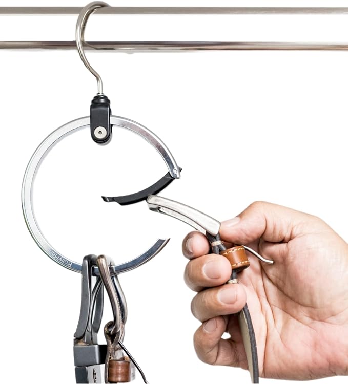 Rolly Hanger® Closet Space Saver – Premium Rotating Aluminum Organizer for Belts, Ties, Hats & Handbags – Heavy Duty 360° Swivel – Declutter & Maximize Storage (1 Pack) - Image 14