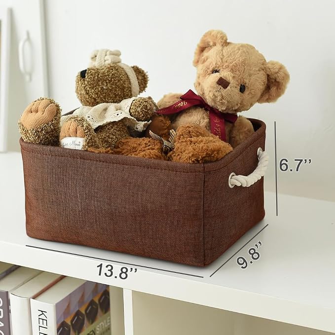 WarmHome Fabric Storage Bin Shelf Basket for Home, Closet(Brown-3 Pack, 13.8L9.8W6.7H) - Image 5