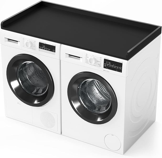 SpaceAid Washer Dryer Countertop, Laundry Wood Shelf Topper with Edge, 54" Width x 27.5" Depth Cover Guard Organizer for Washer and Dryer Laundry Hamper Counter Storage Organization (Black) by SpaceAid
