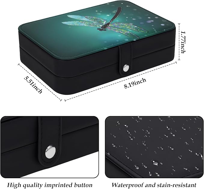Personalized Jewelry Case Travel Small Jewelry Organizer Box Holder Dragonfly Organizer Storage Box for Jewellery Gift for Women Men Birthday Christmas Thanksgiving Valentines Wedding Gifts - Image 2