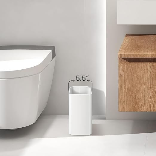 TIPGO Small Metal Trash Can, 2.1 Gallon Slim Trash Can for Bathroom, Wastebasket Garbage Bin for Bedroom, Office, Kitchen, Under Sink (White) - Image 3