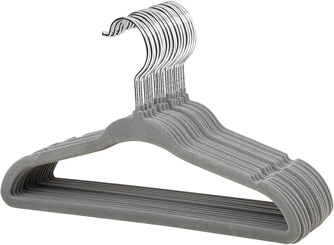 ManGotree Non-Slip Baby Velvet Clothes Hangers, Kids Coat Hangers with Swivel Hook and Notched Shoulders, Hanger for Children, Infant, Toddler Clothes 15 Pack (Grey) by ManGotree