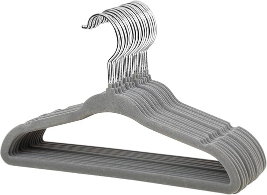 ManGotree Non-Slip Baby Velvet Clothes Hangers, Kids Coat Hangers with Swivel Hook and Notched Shoulders, Hanger for Children, Infant, Toddler Clothes 15 Pack (Grey) by ManGotree