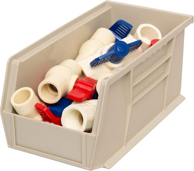 Akro-Mils 30230 AkroBins Plastic Storage Bins, Space-Saving Stackable Bins for Garage, Pantry, Craft Organization, 11" x 5" x 5", Stone, 12-Pack - Image 9