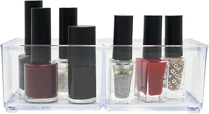 carrotez 2 Compartment Clear Plastic Drawer Organizer for Makeup, Bathroom, Desk, Vanity - Image 2
