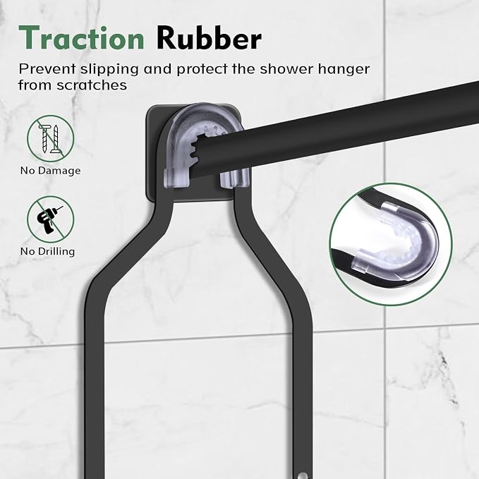 Shower Caddy Hanging, Over Head Shower Caddy Shower Storage Rack Basket with Hooks for Razor and Sponge Rustproof, No Drilling, Accessories for Bathroom and Kitchen, Black2 - Image 4