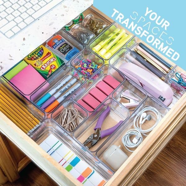 primebox Fifteen Pieces. Plastic Clear Drawer Organizers. Bathroom, Kitchen, Bedroom, Utensils, Office Organizer Bins, Storage Trays. Heavy Duty, Stackable 5 Sizes. - Image 4