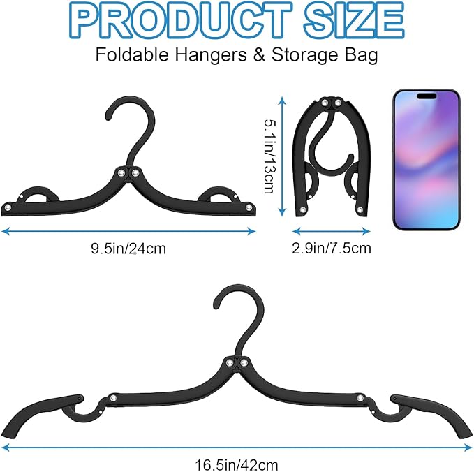 36 PCS Travel Hangers - Cruise Ship Essentials Portable Folding Clothes Hangers Travel Essentials Foldable Clothes Drying Rack for Travel (Black) - Image 4