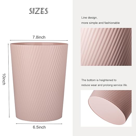 UUJOLY Small Trash Can Wastebasket Garbage Can Container Bins for Bathrooms, Laundry Room, Kitchens, Offices, Kids Rooms, Dorms (Pink) - Image 6