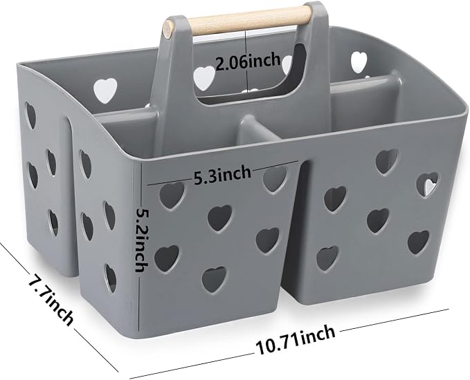 Anyoifax Portable Shower Caddy Plastic Shower Basket Organizer Divided Bathroom Caddy Storage Cleanning Caddy Tote with Handle for College, Dorm Room, Kitchen, Grey - Image 6