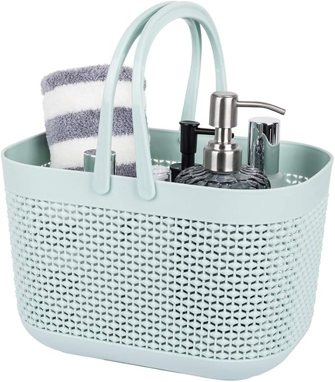 UUJOLY Plastic Organizer Storage Baskets with Handles, Shower Caddy Bins Organizer for Bathroom and kitchen (Blue) by UUJOLY