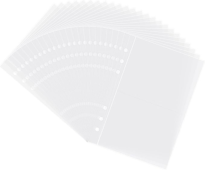 Clear Double-Sided Refill Inner Pages for Transparent Jewelry Storage Book 6 Ring Binder, 24 Sheets 96 Pockets by LingLingo
