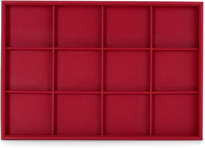 Oirlv Gorgeous Red Leather Jewelry Tray 12 Grid Jewelry Drawer Organizer Bracelet Earrings Watches Storage - Image 6