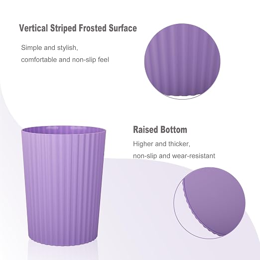 JiatuA Small Trash Can Plastic Wastebasket Round Garbage Container Bin for Bathroom, Kitchen, Bedroom, Home Office, College Dorm, Taro Purple 2 Pack - Image 4