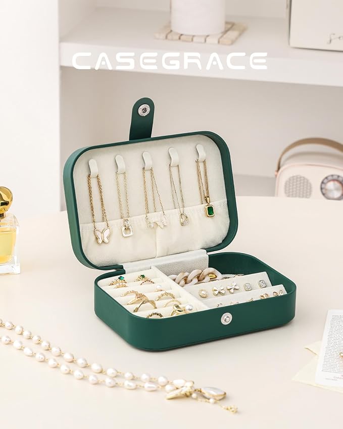 CASEGRACE Jewelry Box For Women Portable Travel Jewelry Case for Necklace Earring Rings Jewelry Holder Case Gift Box Girls - Image 2