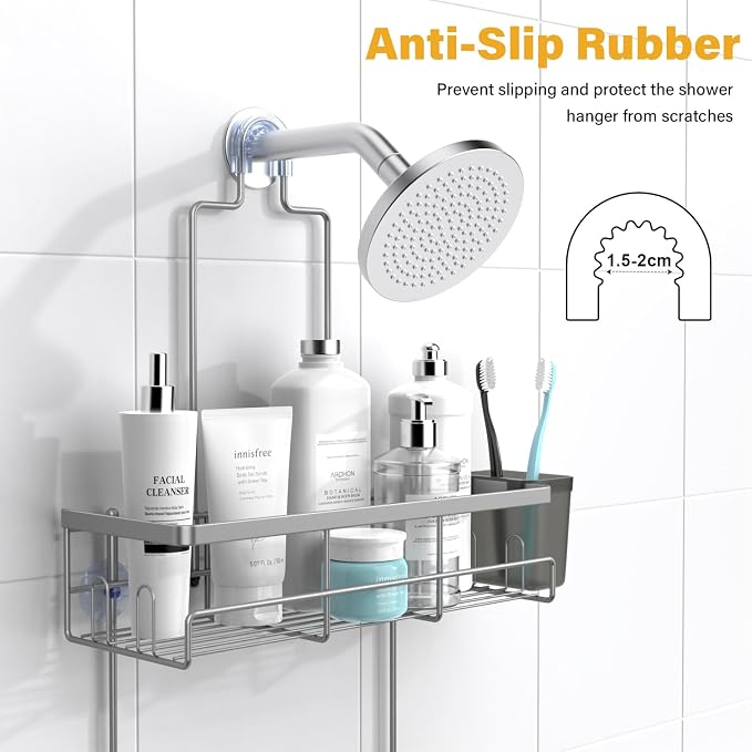 AKTECKE Shower Caddy Hanging Bathroom Organizer: Rustproof Shelf for Inside Shower - No Drilling Racks Over Showerhead - Bath Shelves for Shampoo Soap - Image 2