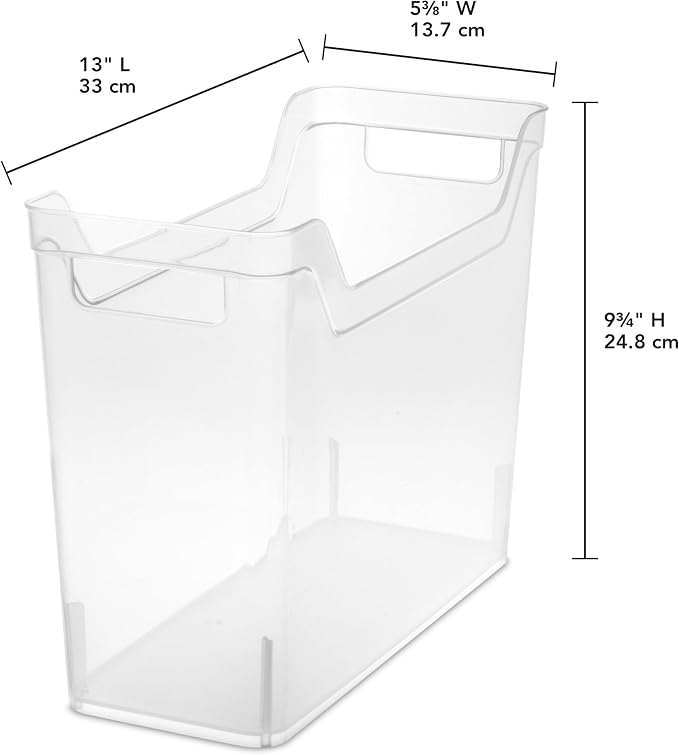 Sterilite Narrow Shelf Bin with Handles, Plastic Storage Container for Organizing Shelving, Closet, Pantry, and Countertops, Clear, 6-Pack - Image 5