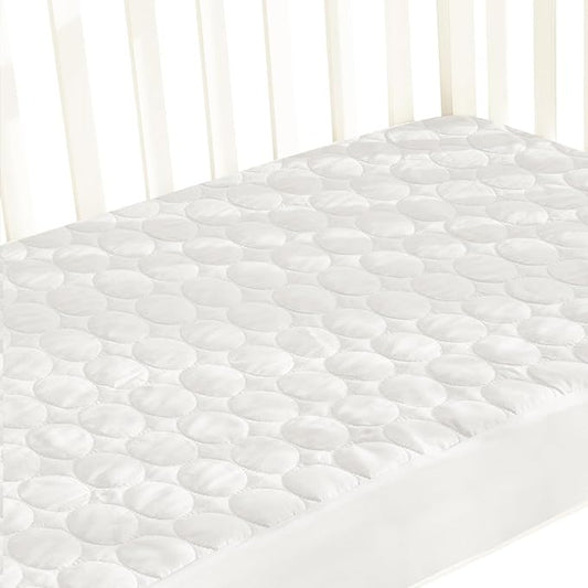 Biloban Crib Mattress Protector Pad Waterproof, Toddler Waterproof Crib Mattress Cover, Machine Washable & Dryer Fit Baby Toddler Bed Mattress Protector (Standard Size 52?€? x 28?€?), White