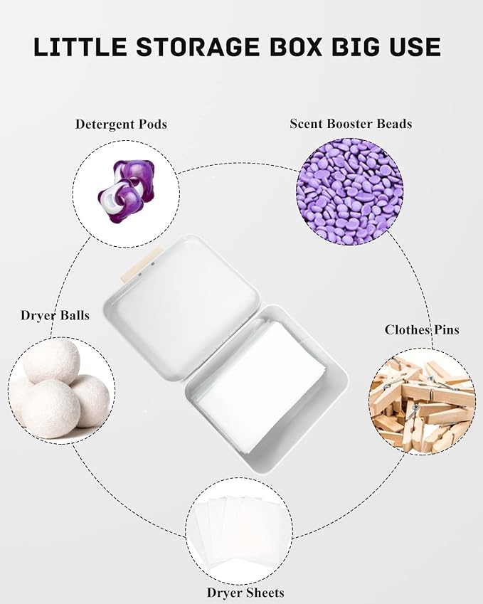 SACREDAY Dryer Sheet Holder with Hinged Lid for Laundry Room Organization. Metal Dryer Sheet Dispenser Container, Farmhouse Laundry Room Decor and Accessories for Dryer Sheets Holder, Cream - Image 7