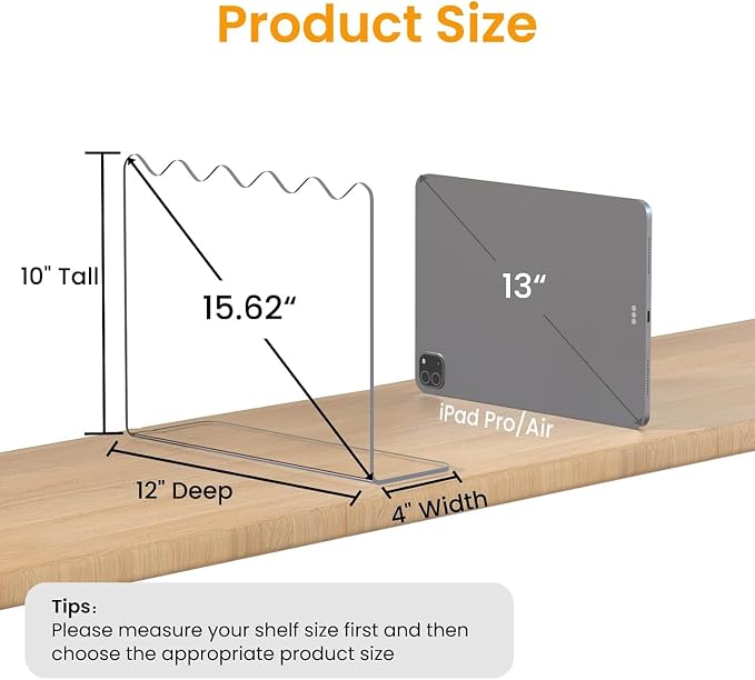 OKPOW Acrylic Shelf Dividers for Closet Organization - 10" Tall X 12" Deep Easy Installation Clothes Purses Organizer - Space-Saving Adjustable & Sturdy Clear Dividers for Wood Cabinet Shelves, 4 Pack - Image 2