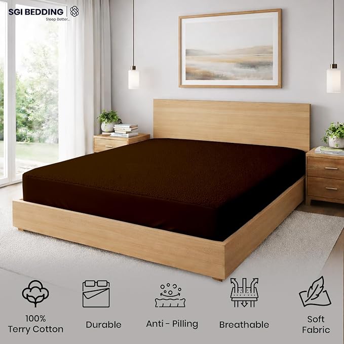 SGI bedding Waterproof 54X75 Full Mattress Protector – 15" Deep Pocket, Soft Noiseless & Breathable Fitted Style Bed Cover, Skin- Friendly Protection Against Moisture, Spills & Stains – Chocolate