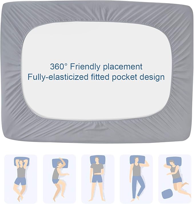 Full Size Mattress Protector Pad Waterproof Quilted, Breathable & Cooling Full Mattresses Pad Cover Fitted with Deep Pocket Up to 14" for Double Bed, (Gray)