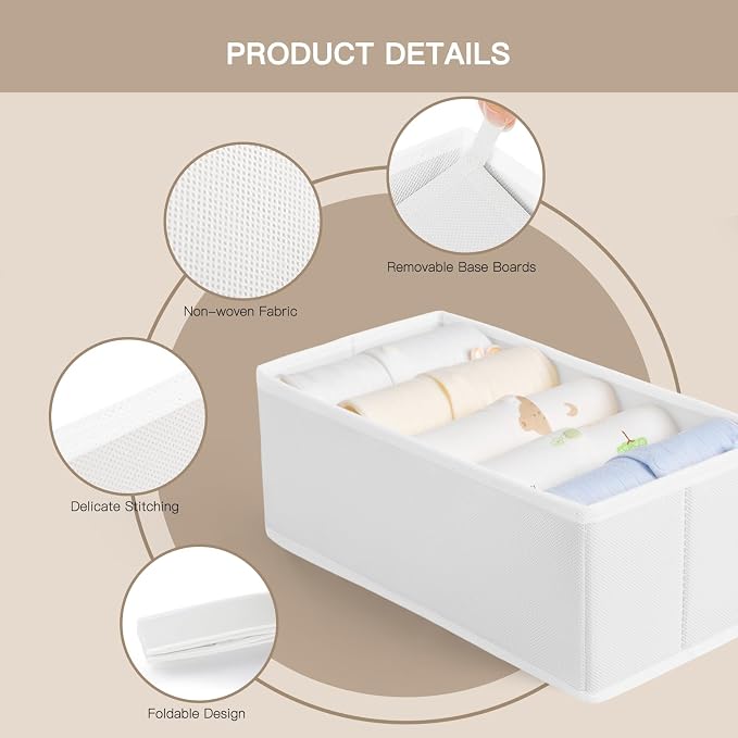 Criusia Drawer Organizer Clothes, 10 Pack Dresser Organizer for Baby Clothes, Underwear, Sock- Foldable Closet Organization and Storage Dividers Bins for Nursery, Bedroom (White) - Image 4