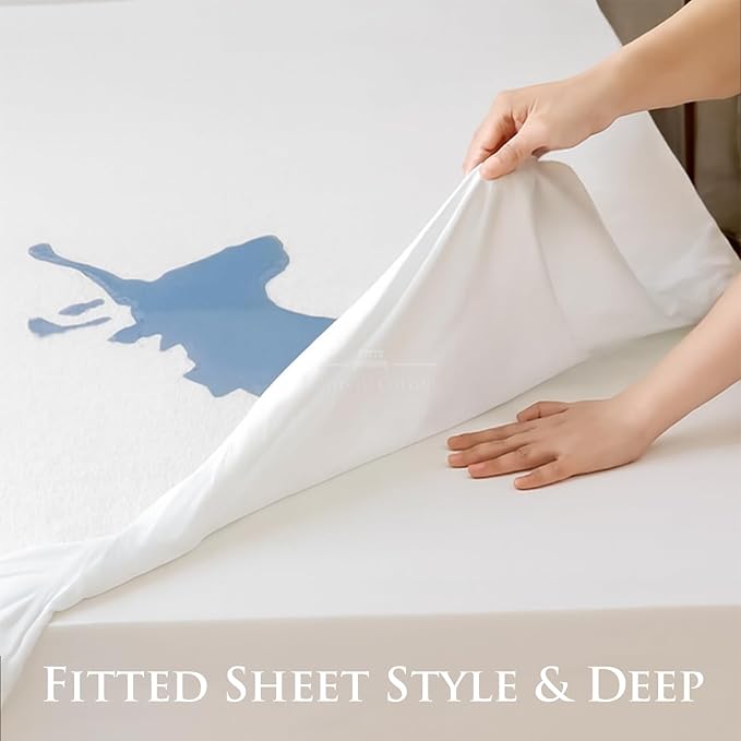 Cot Mattress Protector 48"x75" Waterproof, Terry Soft and Noiseless Mattress Protector Perfect for Daybed 48" X 75" Mattress/Narrow Twin/Cot Size/Rv Bunk/Camping Cot (White)